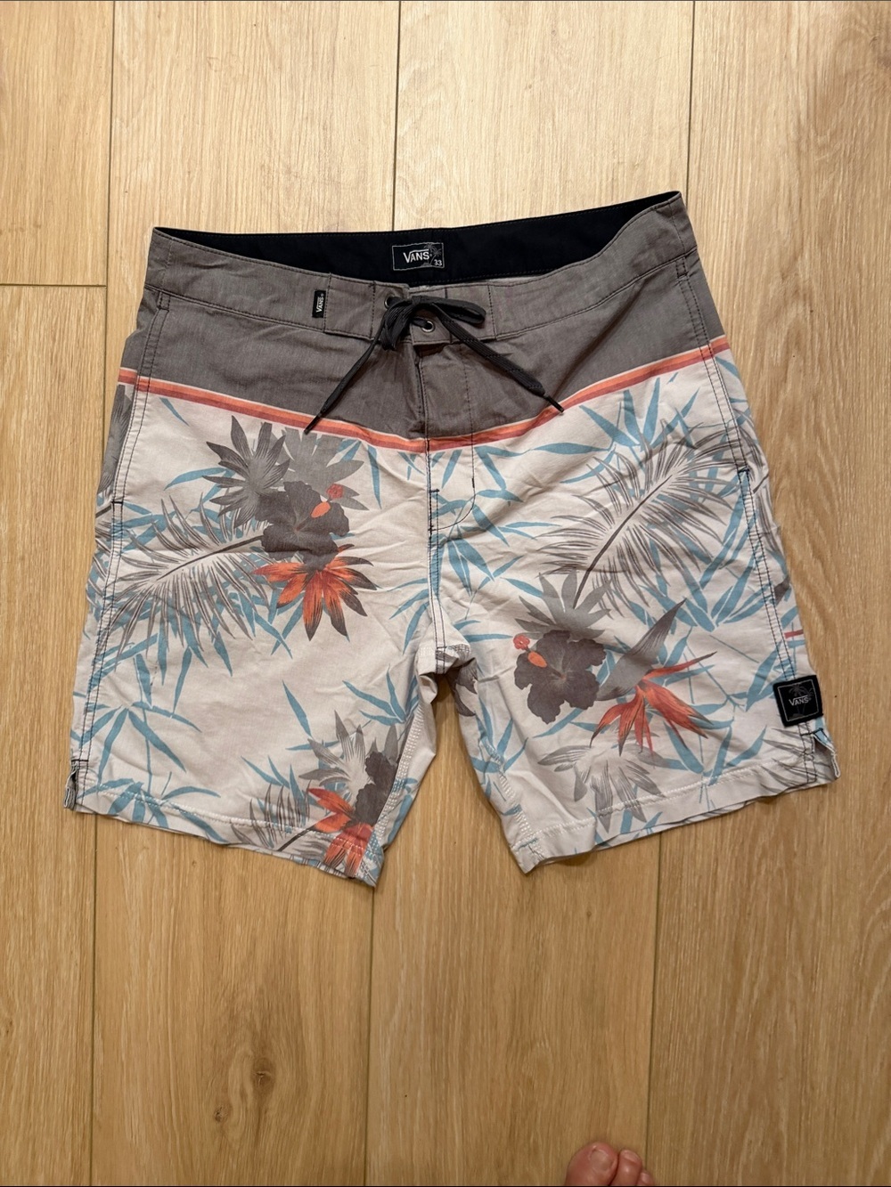 Vans Men’s Floral Boardshorts in Brown, Cream, Blue and Orange